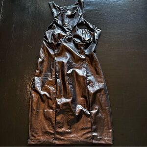 Women’s Black Large Fake Leather Sexy Dress Club Skimpy Showing